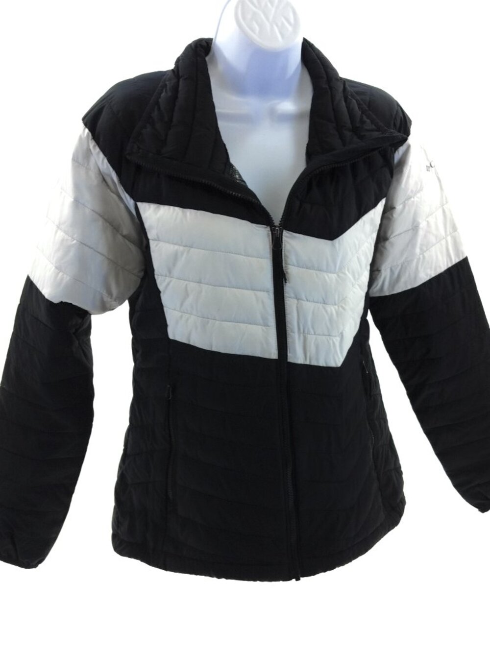Columbia Omni-Heat Black White Colorblock Puffer Jacket Women's Medium